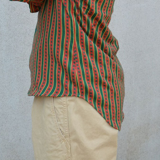 【40% off sale】FRANK LEDER(フランクリーダー) TRADITIONAL GERMAN FORK FABRIC SHIRT -(48/76)GREEN/DK RED- #0716037【S】(10)