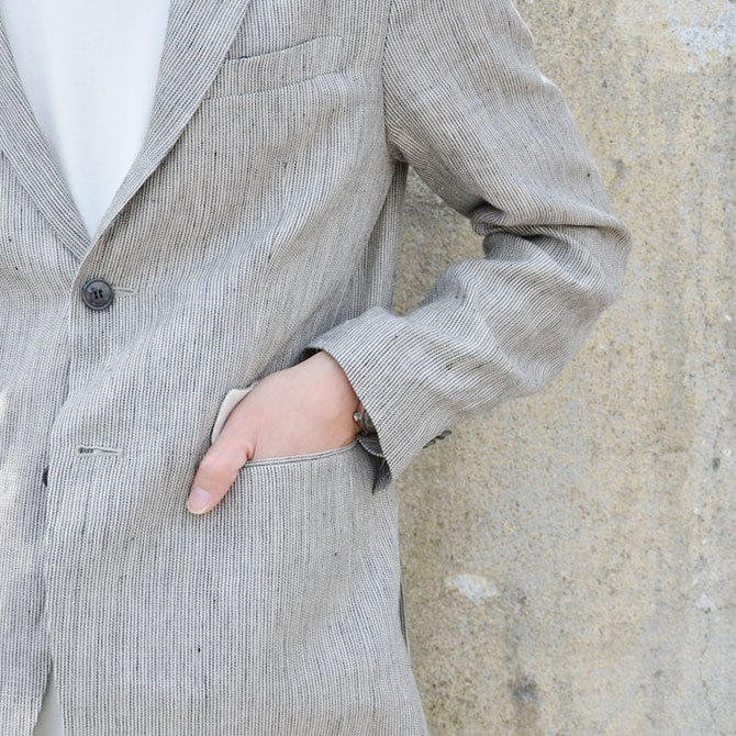 OLDMAN'S TAILOR(オールドマンズテーラ) 2Bストライプジャケット -GRY X NTL STRIPE-(10)