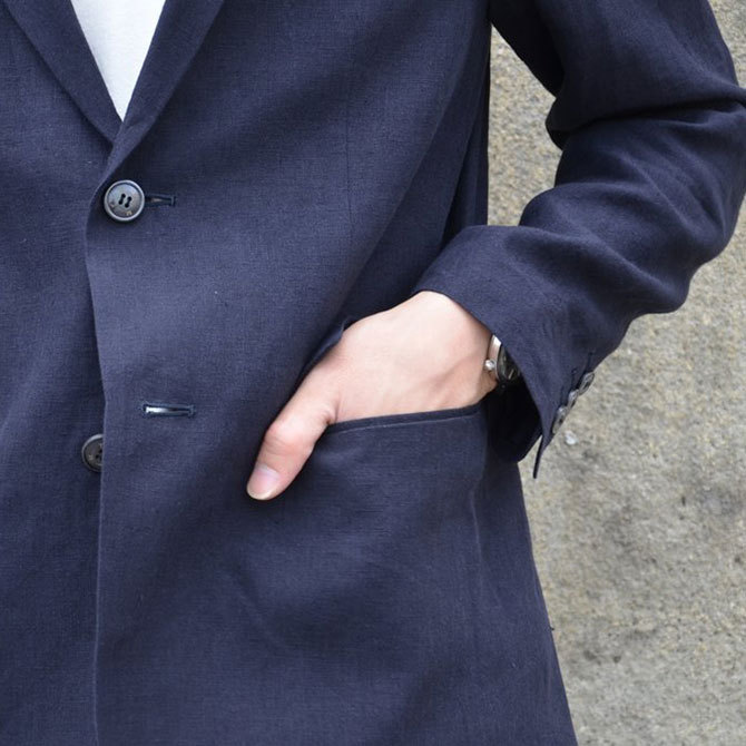 OLDMAN'S TAILOR(オールドマンズテーラ) 2Bリネンジャケット -NAVY-(10)