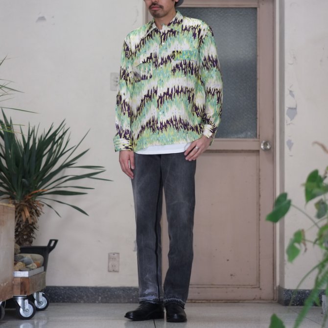 【30% off sale】【2017 SS】7 × 7 / seven by seven ( セブン バイ セブン ) PSYCHEDELIC SHIRT L/S - GREEN - #SS2017-7x7PDL(10)