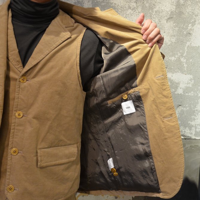 y40% OFF SALEz ts(s) (eB[GXGX) Thin Wale Stretch Corduroy Cloth Padded 2 Button Jacket -(59)Khaki- #ST37IJ02(10)