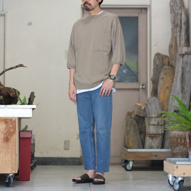 【2018 SS】crepuscule(クレプスキュール) POCKET KNIT TEE 3/4 -Gray Beige- #1801-006(10)