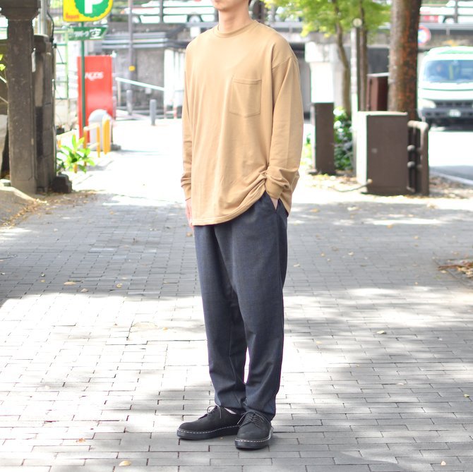 【2018 AW】 Graphpaper (グラフペーパー) L/S Pocket Sweat Tee -BEIGE- #GM183-70078(10)