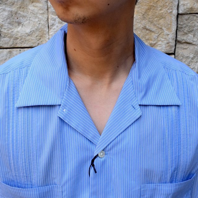 【2019 SS】AURALEE(オーラリー)/ FINX SILK STRIPE CUBA SHIRTS-BLUE STRIPE-#A9SS02FS(10)