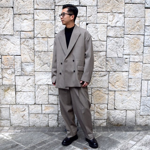 YOKE(ヨーク)/FIVE COLORS PLAID WOOL LOOSE DOUBLE BREASTED JACKET -BEIGE PLAID- #YK19AW0047J(10)