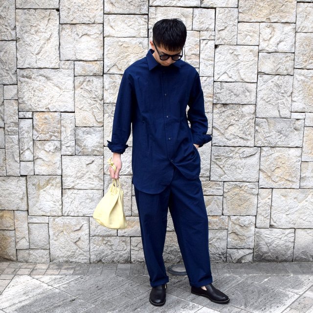 【2020 SS】FRANK LEDER(フランクリーダー)/ BALTIC BLUE DYED VINTAGE BEDSHEET 2TUCK TROUSERS -BLUE- #0913029-39(10)