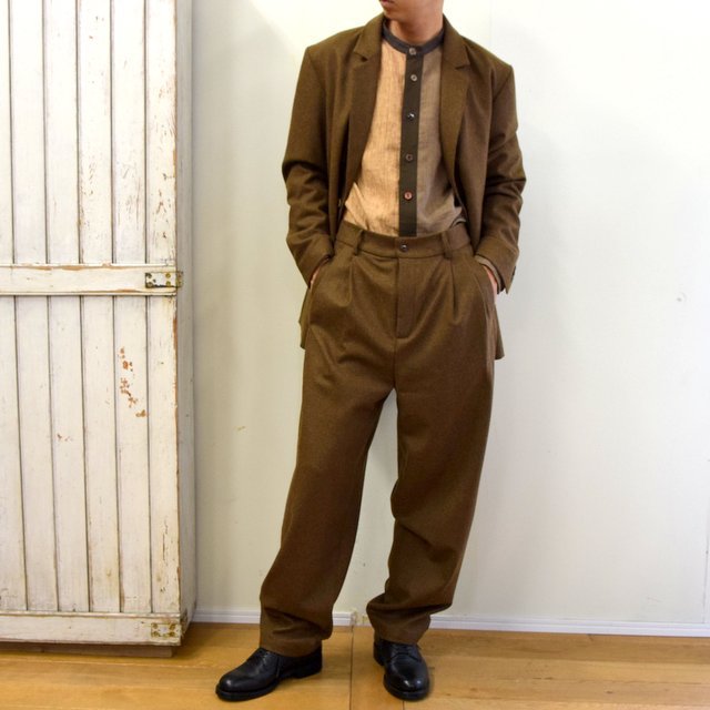 【2020】FRANK LEDER(フランクリーダー)/ LIGHT WEIGHT LODEN WOOL 2TUCK TROUSERS -BROWN- #0723028(10)