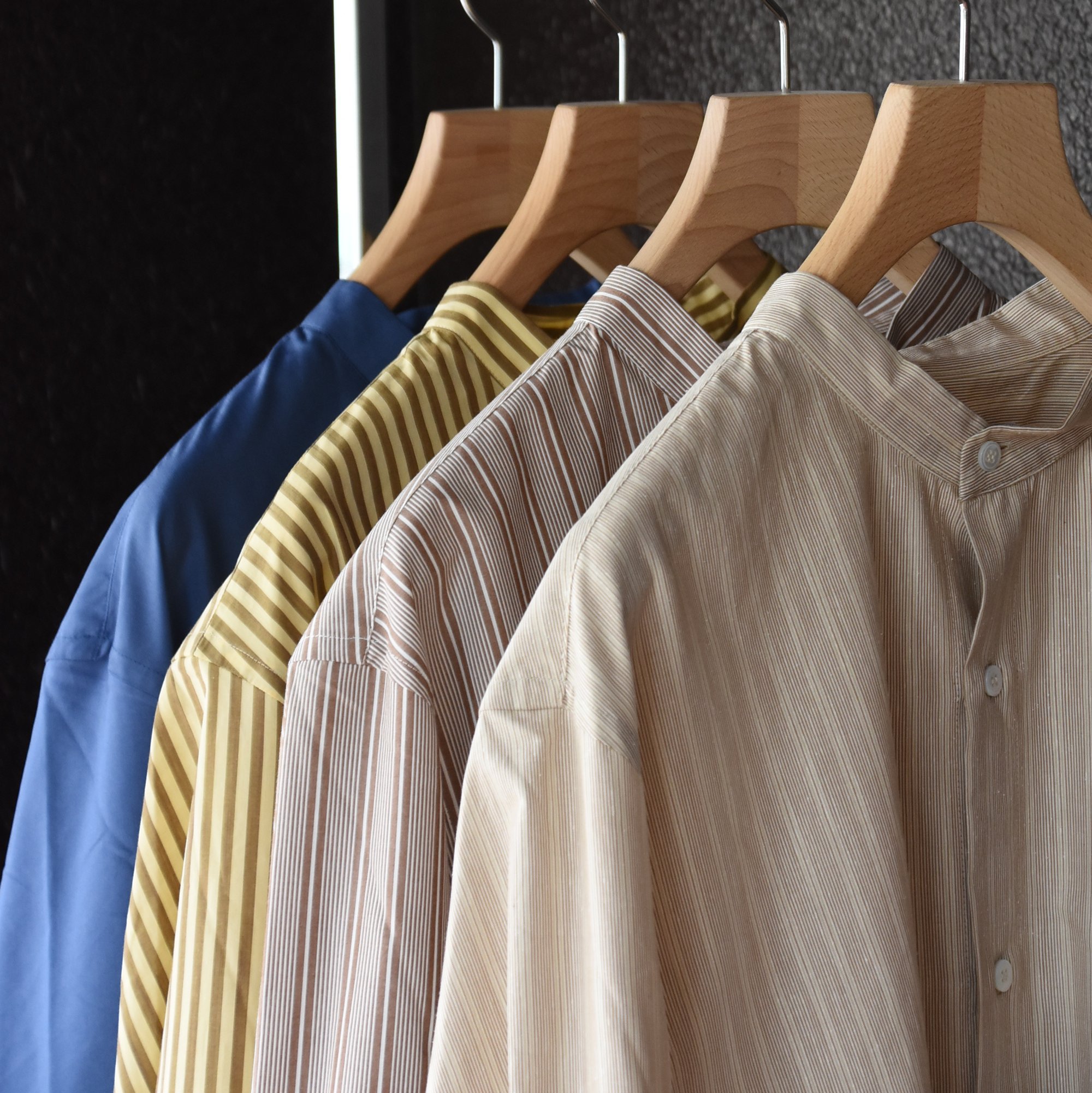 【40% off sale】Cristaseya(クリスタセヤ)/STRIPED SILK AND COTTON MAO SHIRT -BROWN STRIPES- #08DA-SC-BRS(10)