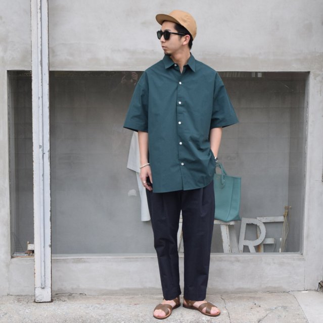 STUDIO NICHOLSON(スタジオニコルソン)/ SORONO POWDER COTTON OVERSIZED S/S SHIRTS -WAKAME- #SNM-567(10)