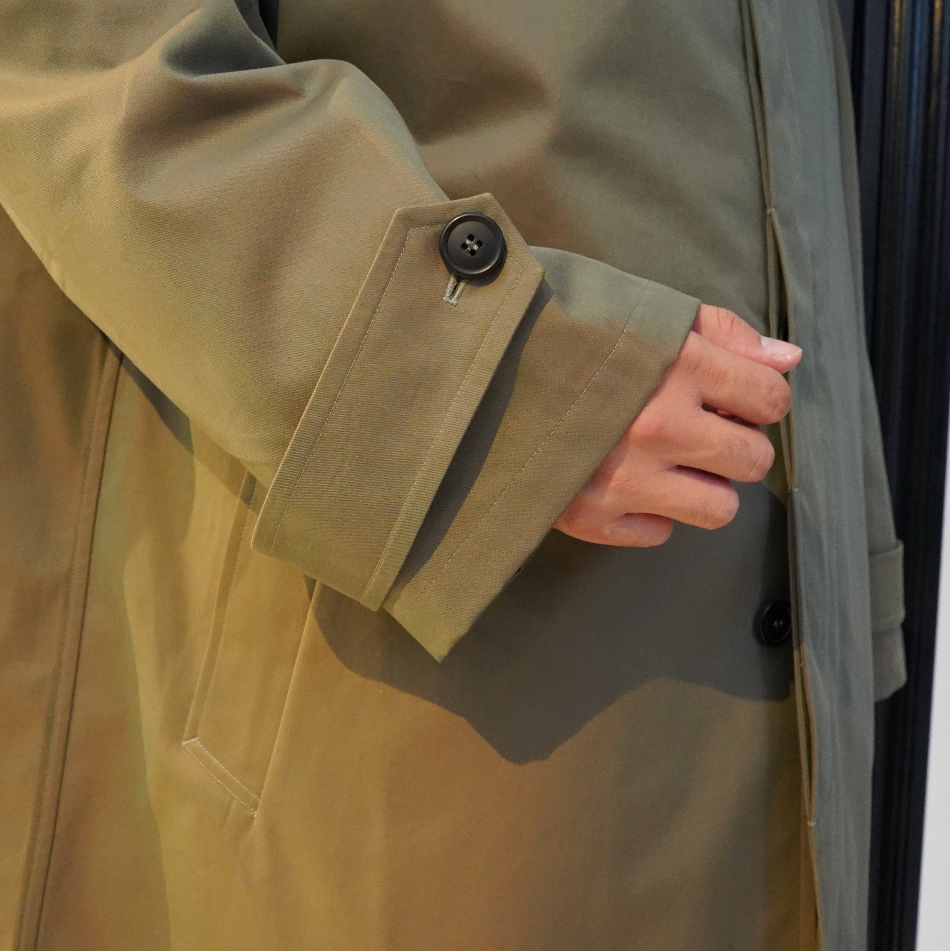 Cristaseya(クリスタセヤ)/Oversized trench with leather patch coat -Petroli- #01KA-CO-PE(10)