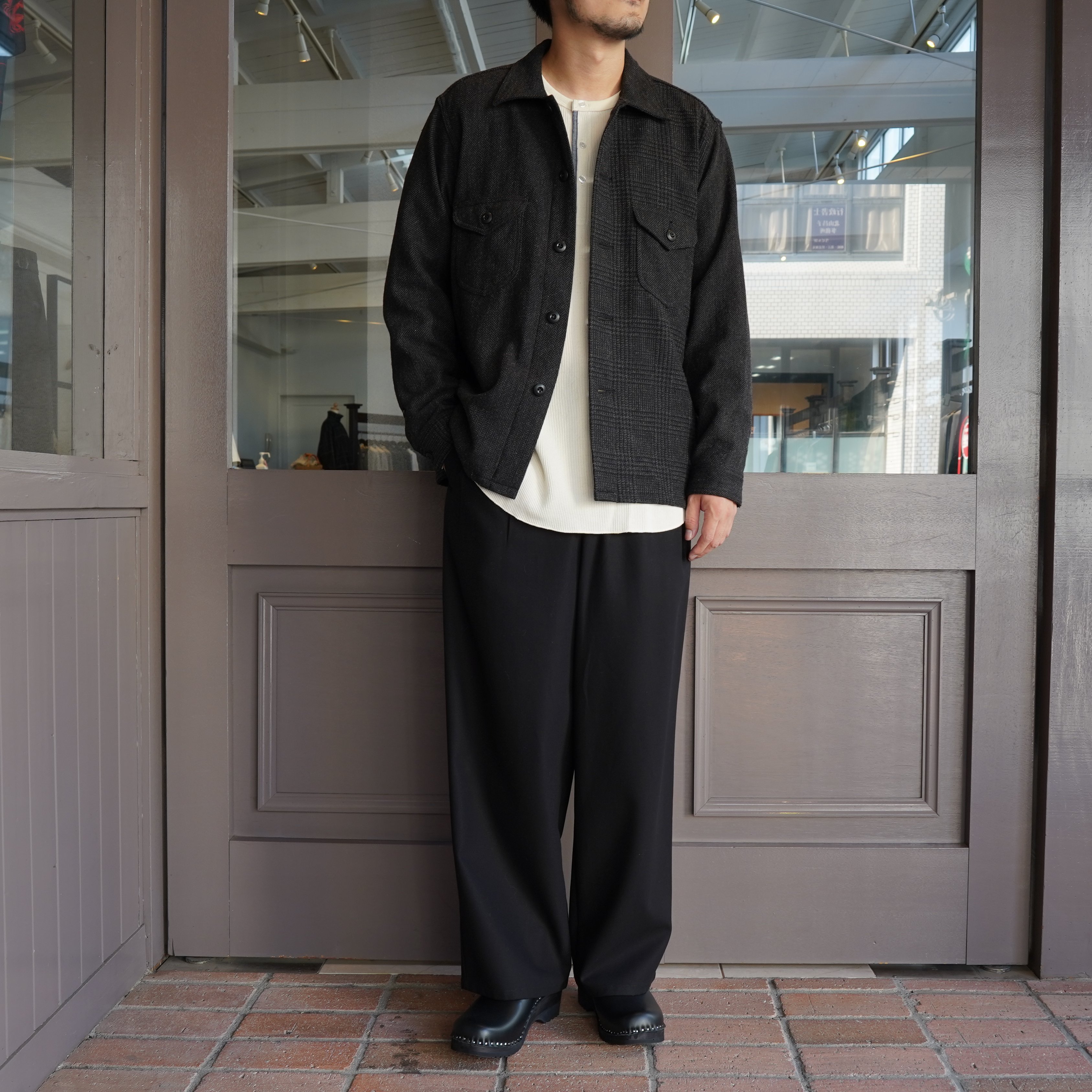 South2 West8(サウスツーウエストエイト)/Smokey Shirt TWEED/CRAZY PATTERN -CHARCOAL- #JO792(10)