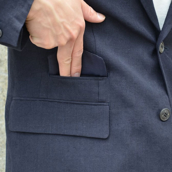 OLDMAN'S TAILOR(オールドマンズテーラ) 2Bリネンジャケット -NAVY-(11)