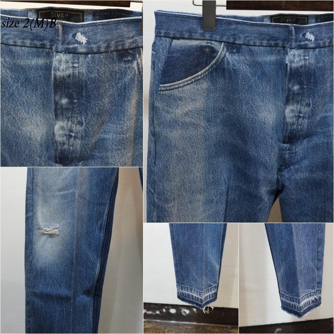 7 ×7 / seven by seven ( セブン バイ セブン ) REWORK DENIM TROUSERS - INDIGO - size 2(M)(11)