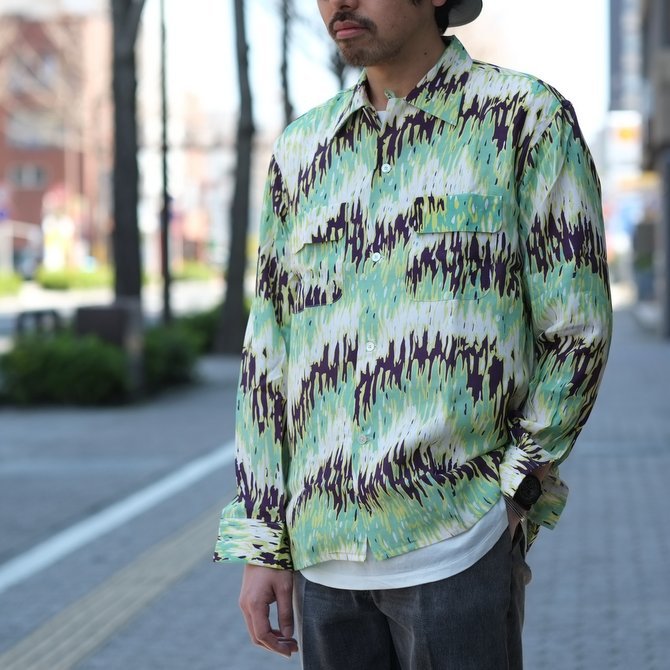 【30% off sale】【2017 SS】7 × 7 / seven by seven ( セブン バイ セブン ) PSYCHEDELIC SHIRT L/S - GREEN - #SS2017-7x7PDL(11)