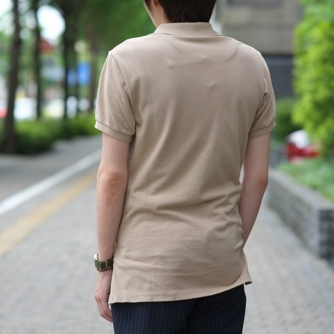 SCYE BASICS(サイベーシック) 40/1鹿の子ワンポイントポロシャツ -(42)BEIGE-(11)