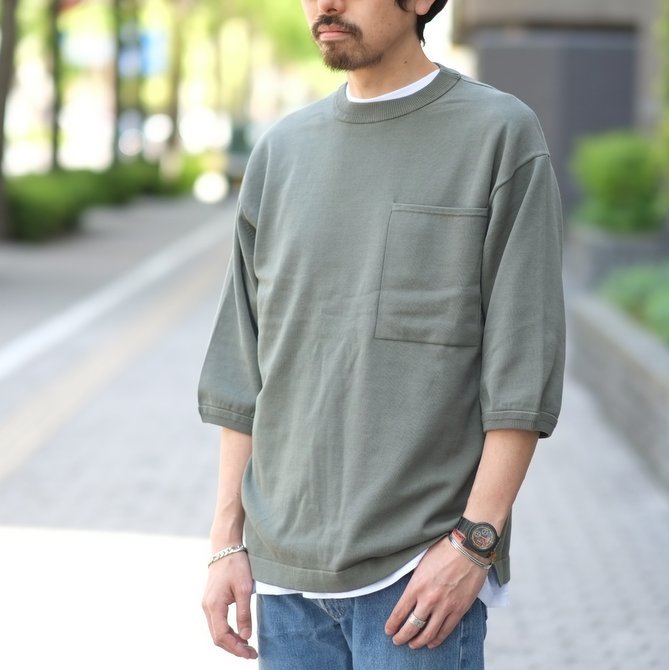 y2018 SSzcrepuscule(NvXL[) POCKET KNIT TEE 3/4   -Green- #1801-006(11)