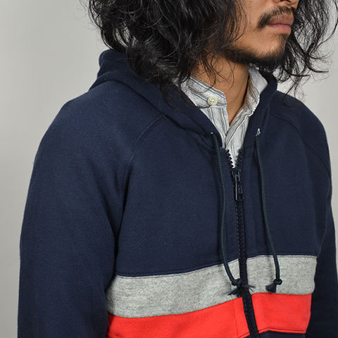 THIS IS NOT A POLO SHIRT.(fBXCYmbgA|Vc) PANEL STRIPE ZIP HOODIE -(77)navy-(12)