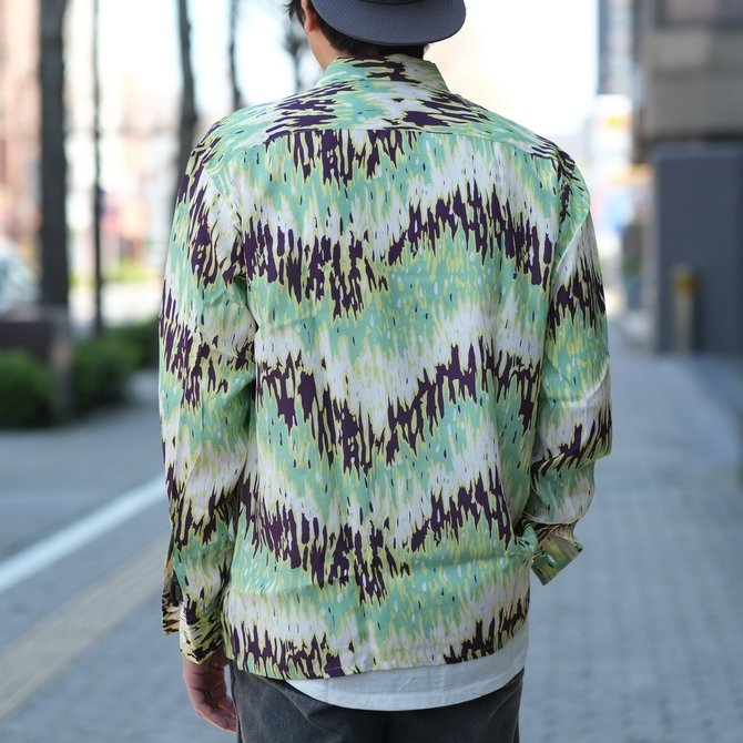 【30% off sale】【2017 SS】7 × 7 / seven by seven ( セブン バイ セブン ) PSYCHEDELIC SHIRT L/S - GREEN - #SS2017-7x7PDL(12)