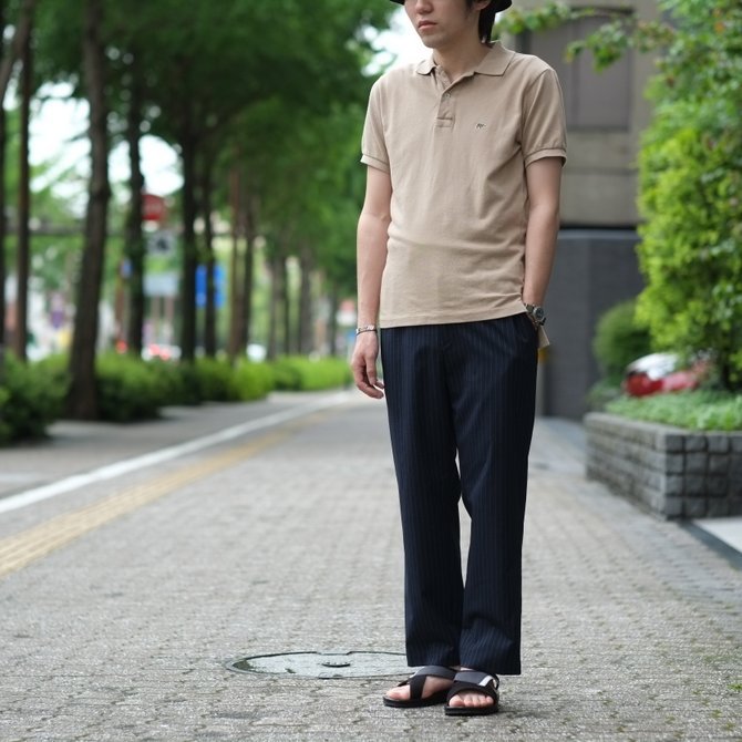 SCYE BASICS(サイベーシック) 40/1鹿の子ワンポイントポロシャツ -(42)BEIGE-(12)