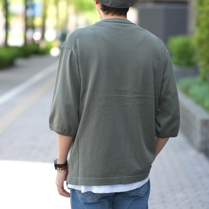 y2018 SSzcrepuscule(NvXL[) POCKET KNIT TEE 3/4   -Green- #1801-006(12)