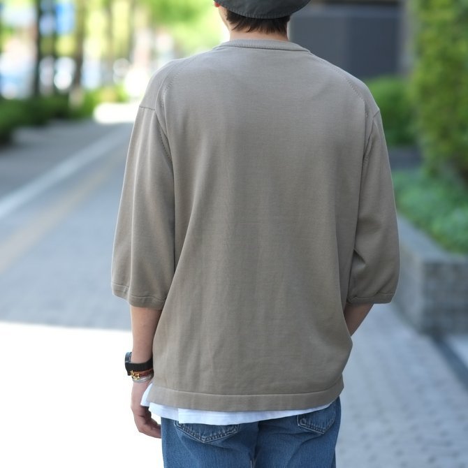 【2018 SS】crepuscule(クレプスキュール) POCKET KNIT TEE 3/4 -Gray Beige- #1801-006(12)
