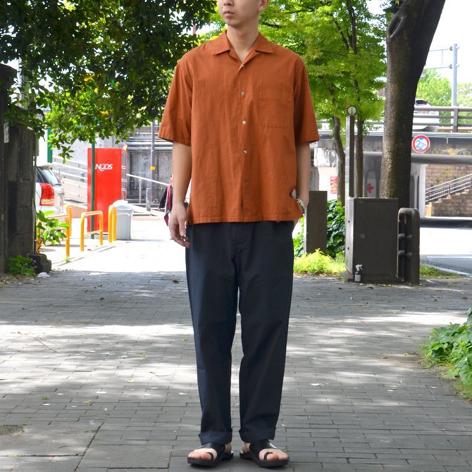 【2018 SS】 MARKAWARE(マーカウェア)/ OPEN COLLAR SHIRTS S/S -BROWN- A18A-12SH01B(12)