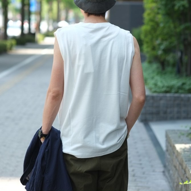 【2018 SS】COMOLI (コモリ) コットンシルク裏毛ノースリーブ -WHITE- #M01-05007(12)