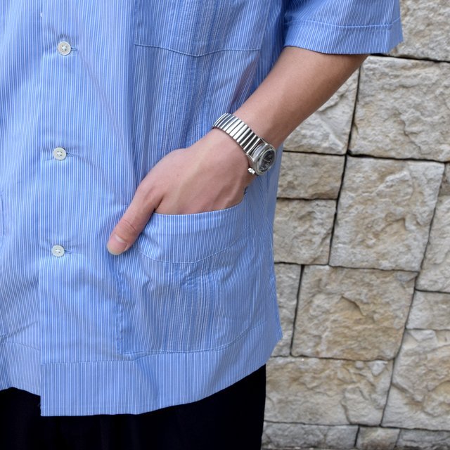 【2019 SS】AURALEE(オーラリー)/ FINX SILK STRIPE CUBA SHIRTS-BLUE STRIPE-#A9SS02FS(12)