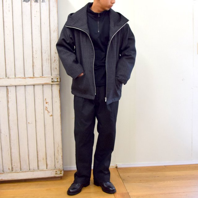AURALEE(オーラリー)/ BLUEFACED WOOL DOUBLE CLOTH ZIP HOODIE -MIX CHARCOAL- #A20AB02BN(12)