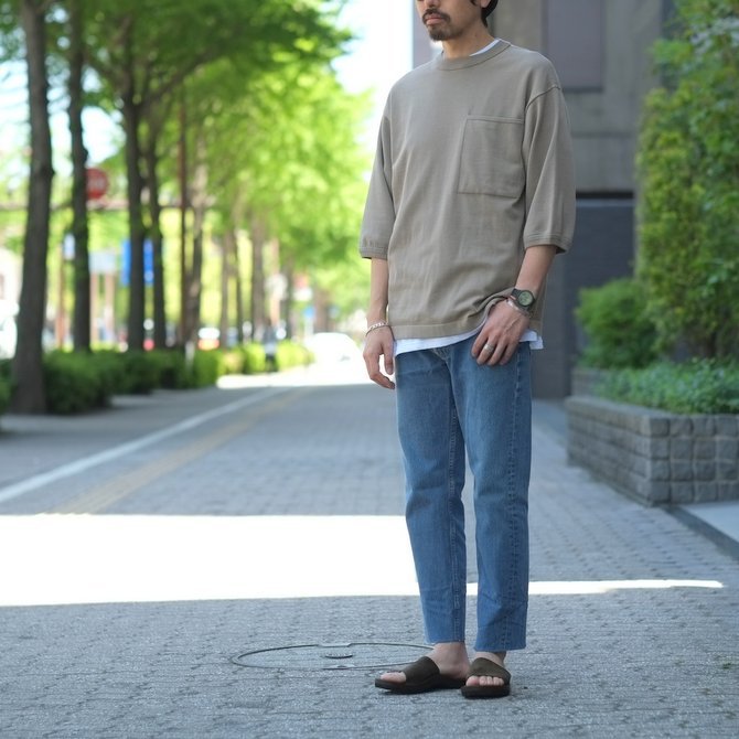 【2018 SS】crepuscule(クレプスキュール) POCKET KNIT TEE 3/4 -Gray Beige- #1801-006(13)