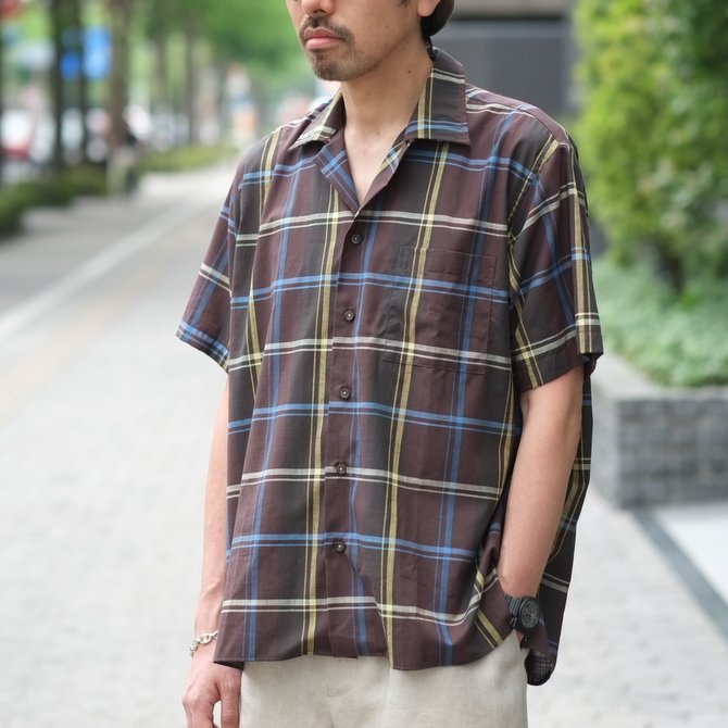 INDIVIDUALIZED SHIRTS(CfBrWACYhVc)/ Check Camp Collar Shirt S/S (AthleticFit) -BROWN CHECK- #IS1812119(13)