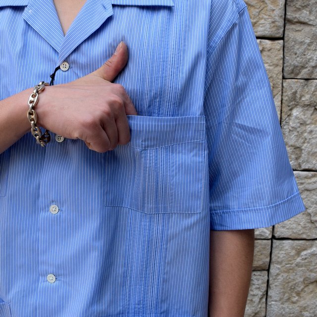 【2019 SS】AURALEE(オーラリー)/ FINX SILK STRIPE CUBA SHIRTS-BLUE STRIPE-#A9SS02FS(13)