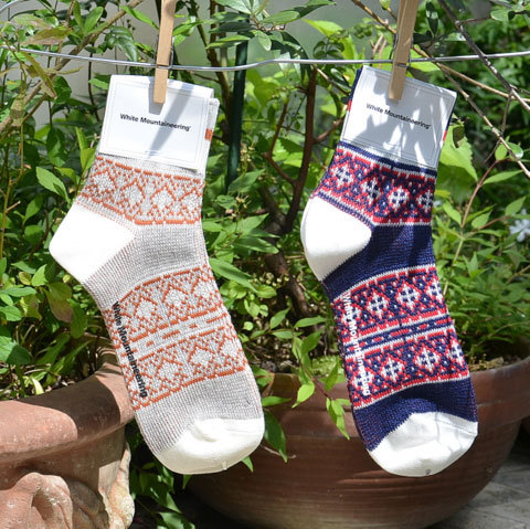 White Mountaineering(zCg}EejAO) Cotton Jacqurd Cross Border Pattern Short Socks(1)