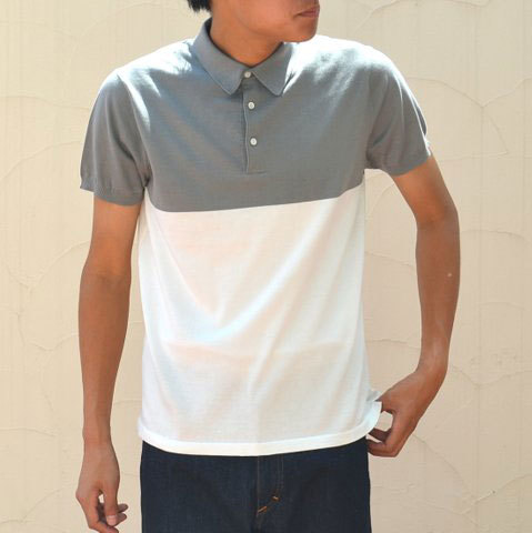 EEL products(イ―ルプロダクツ) G45POLO -(16)グレー×ホワイト- E-15631(1)