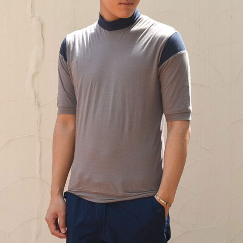 【40% off sale】kolor (カラー) ソフト天竺半袖タートルTシャツ -(A)ダークベージュ-(1)