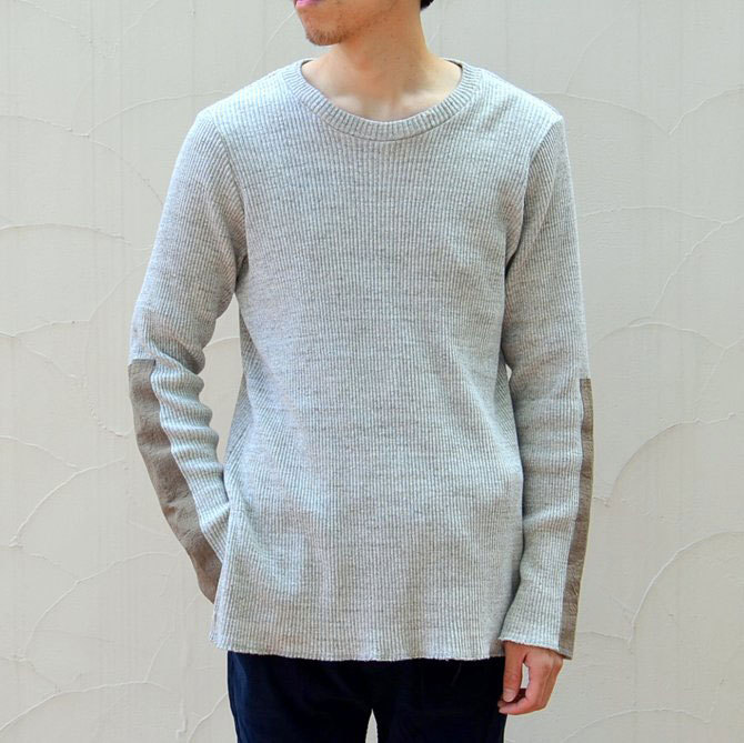 Honor gathering(Ii[MUO) LONG SLEEVE  MIX SLAB COTTON KNIT-MIX BEIGE(1)