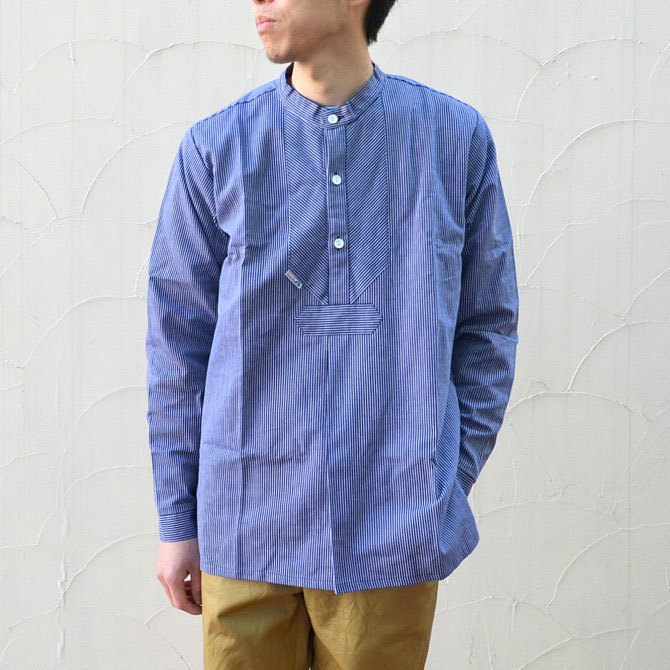 modAS(モダス) OLD GERMAN COTTON STRIPE PULLOVER FISHERMAN SHIRT -NAVY-(1)