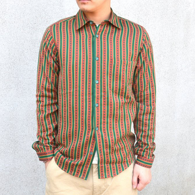 【40% off sale】FRANK LEDER(フランクリーダー) TRADITIONAL GERMAN FORK FABRIC SHIRT -(48/76)GREEN/DK RED- #0716037【S】(1)