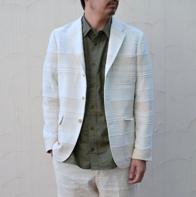 KENNETH FIELD (PlXtB[h) 50S LINCON INDIA CLOTH JACKET-OFF WHITE-(1)
