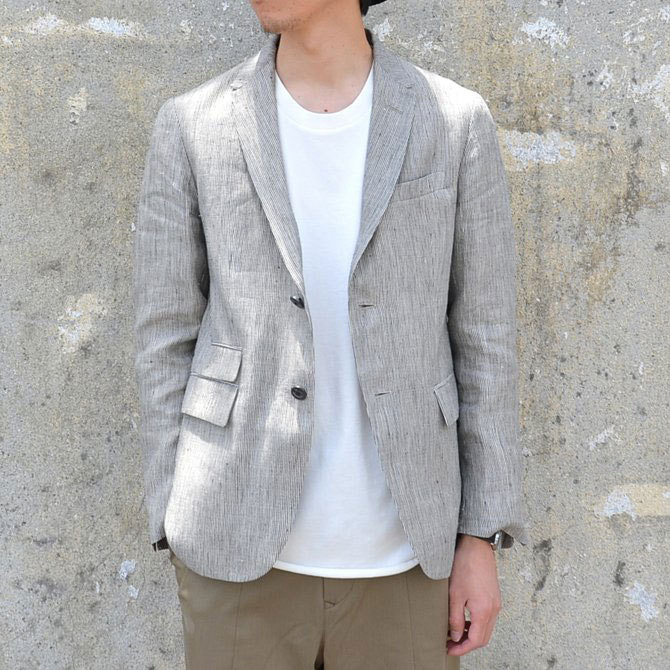 OLDMAN'S TAILOR(オールドマンズテーラ) 2Bストライプジャケット -GRY X NTL STRIPE-(1)