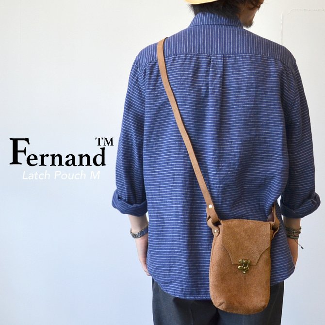 FERNAND LEATHER(フェルナンド・レザー) Latch Pouch M -BEIGE SUEDE-(1)