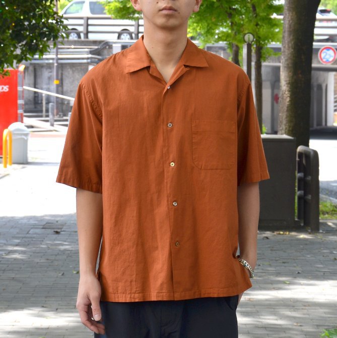 【2018 SS】 MARKAWARE(マーカウェア)/ OPEN COLLAR SHIRTS S/S -BROWN- A18A-12SH01B(1)
