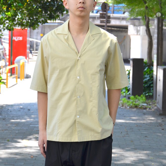 【40% OFF SALE】STUDIO NICHOLSON(スタジオニコルソン)/ OPEN COLLAR SHORT SLV SHIRT -KHAKI- #SN-280(1)