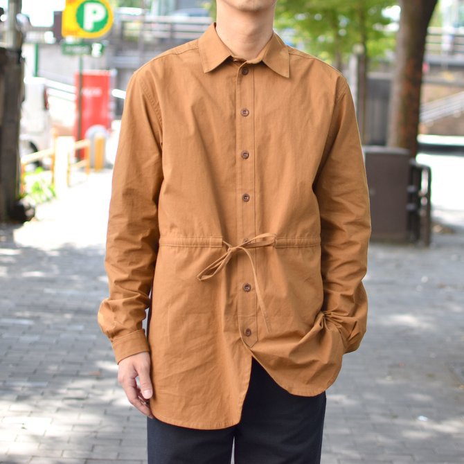【40% OFF SALE】 FRANK LEDER(フランクリーダー)BRUSHED COTTON SHIRT + DRAWSTRING BROWN 0426029-89-S(1)