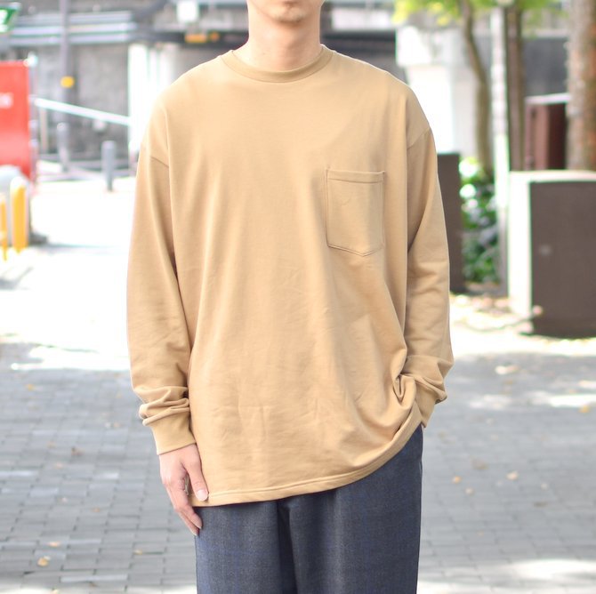 【2018 AW】 Graphpaper (グラフペーパー) L/S Pocket Sweat Tee -BEIGE- #GM183-70078(1)