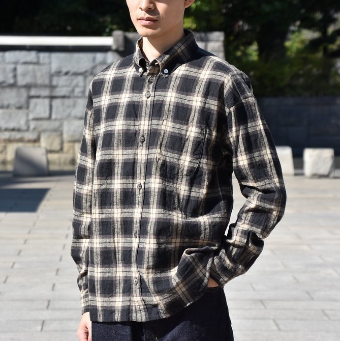 nisica(ニシカ)/ ルーズフィットボタンダウンシャツ L/SーBROWN CHECK- #NIS-837(1)