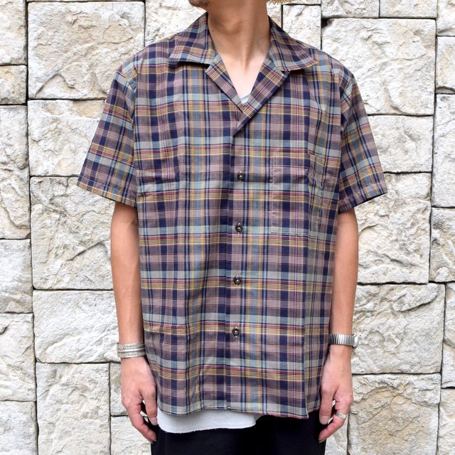 INDIVIDUALIZED SHIRTS(CfBrWACYhVc)/ Linen Camp Collar Shirt S/S (AthleticFit) -OLIVE CHECK-#IS1911198(1)