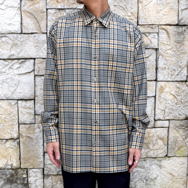 y30% off salezy2019 AW z MARKAWARE(}[JEFA)/Organic Wool Check Serge Comfort Fit Shirts -BEIGE- (1)