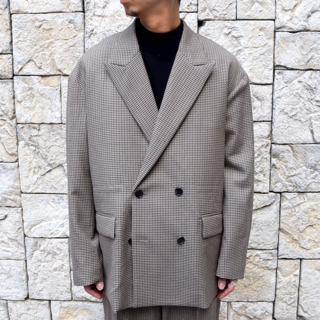 YOKE(ヨーク)/FIVE COLORS PLAID WOOL LOOSE DOUBLE BREASTED JACKET -BEIGE PLAID- #YK19AW0047J(1)