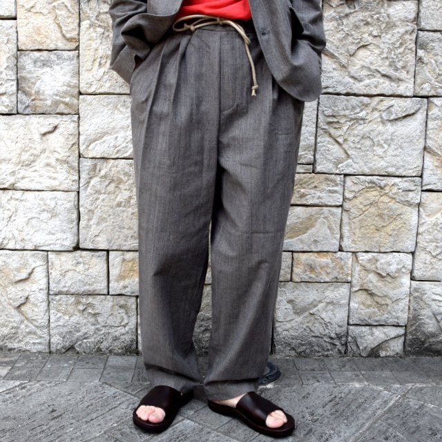 【2020 SS】FRANK LEDER(フランクリーダー)/ LIGHT GREY COTTON DRAWSTRING TROUSERS -GREY- #0913050-95(1)